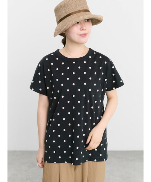 【オーガニックコットン】ドット柄Tシャツ