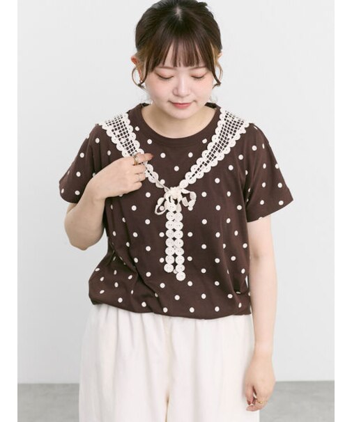 【オーガニックコットン】ドット柄Tシャツ
