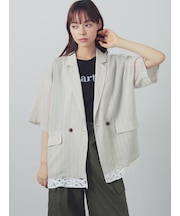 裾レース5分袖ダブルジャケット