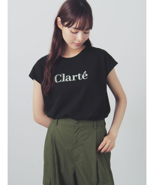 フロッキープリントフレンチスリーブTシャツ