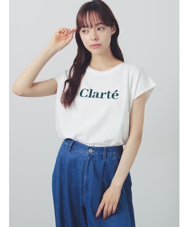 フロッキープリントフレンチスリーブTシャツ