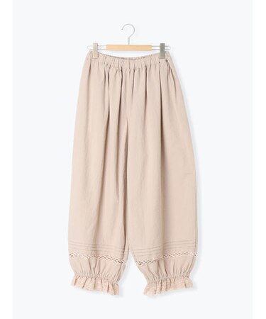 裾レース×ピンタックギャザーパンツ《限定カラーあり》