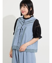 レース×ピンタックリボンベスト《限定カラーあり》