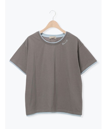 ◇【接触冷感/UVカット】配色レイヤードTシャツ