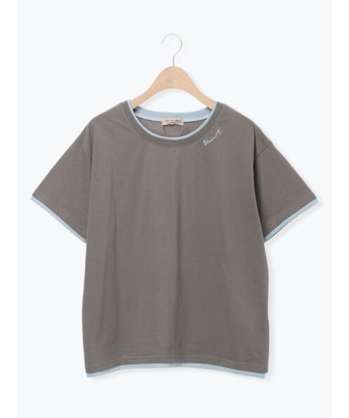 ◇【接触冷感/UVカット】配色レイヤードTシャツ