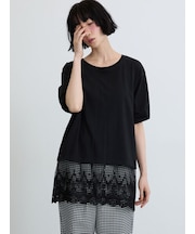 ◇【接触冷感】裾チュールチュニックTシャツ