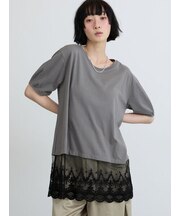◇【接触冷感】裾チュールチュニックTシャツ