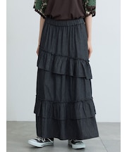デニム・無地変形ティアードスカート