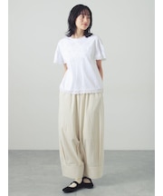 綿麻裾切替パンツ