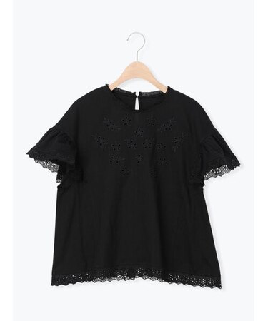 カットワーク刺繍レースカットソー