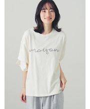 袖タックゆるロゴプリントカットソー
