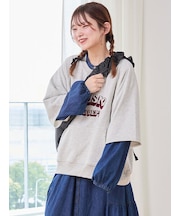ミニ裏毛7分袖ロゴスウェット