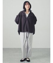 綿麻ストレッチテーパードパンツ