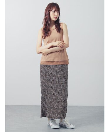 小花柄シャーリングナロースカート