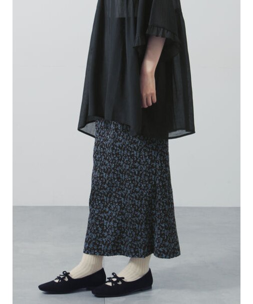 小花柄シャーリングナロースカート