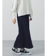 小花柄シャーリングナロースカート