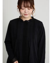 【抗菌防臭】スタンドネックレースカットソー
