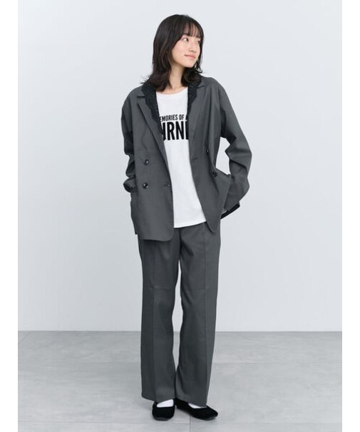 【イージーケア、マシンウォッシャブル】タックストレートパンツ