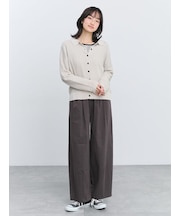 配色ボタン衿付きニットカーディガン