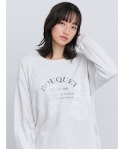 レース付きロゴプリントロングTシャツ