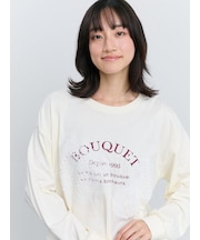 レース付きロゴプリントロングTシャツ