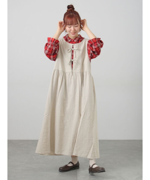 【Cross×Linen】ふんわり前後着ジャンスカ