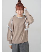 【カシミヤブレンド】配色ニット