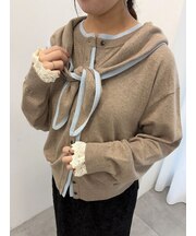 【カシミヤブレンド】配色カーディガン