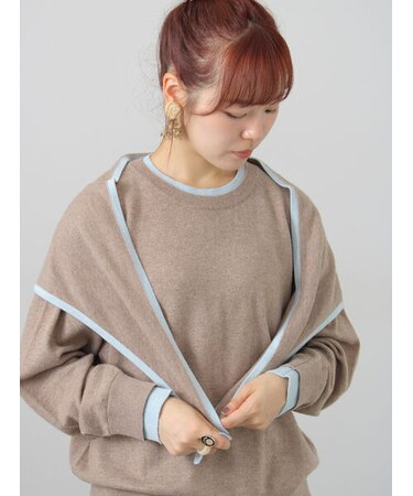 【カシミヤブレンド】配色三角ストール