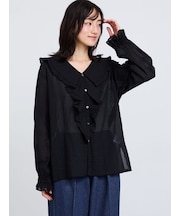 ラッフルカラーブラウス
