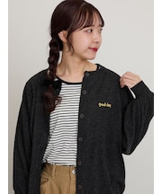 ワンポイント刺繍パフ袖カーデイガン