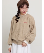 ワンポイント刺繍パフ袖カーデイガン