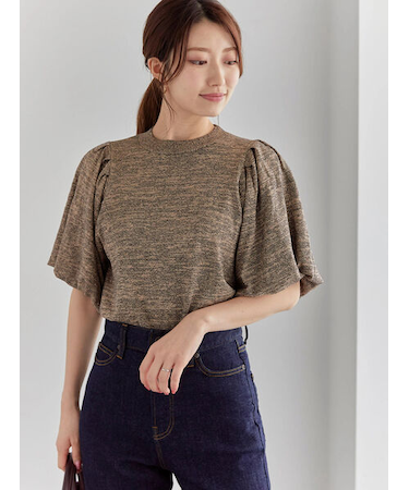 バルーンスリーブメランジニット