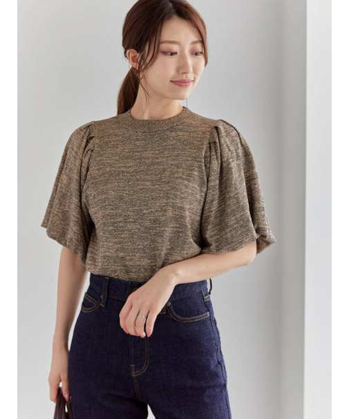 バルーンスリーブメランジニット