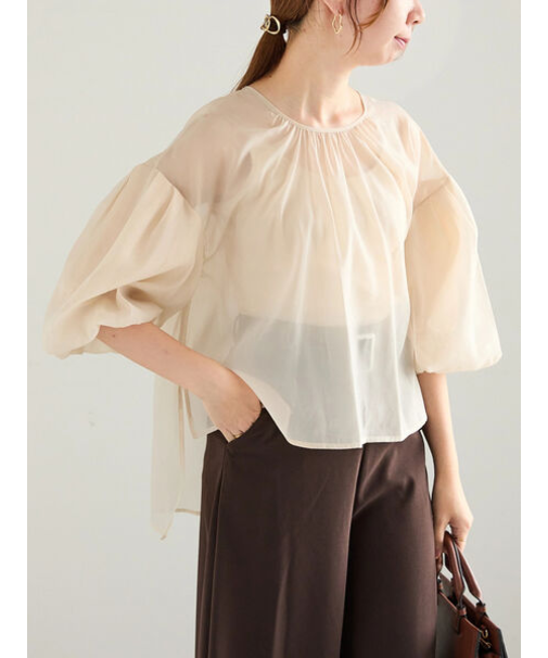 シアーバルーンスリーブブラウス