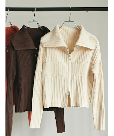 【貴島明日香コラボ】フープジップリブカーディガン