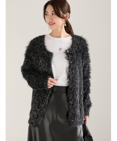 ラメロングシャギーニット