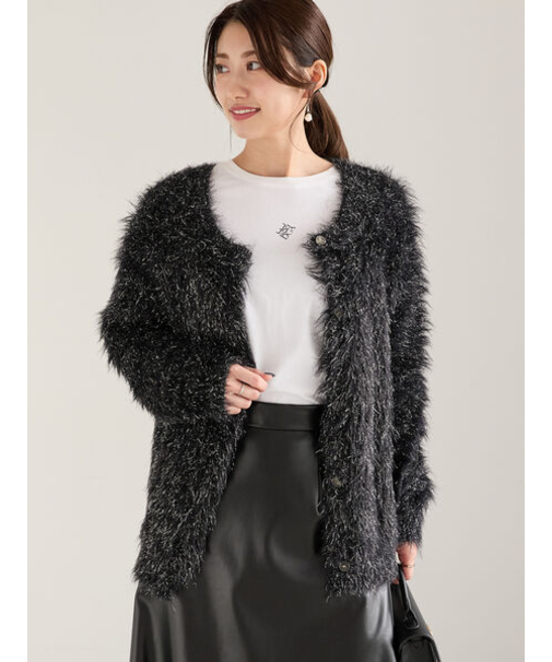ラメロングシャギーニット