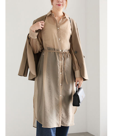 シアーロングレイヤーシャツ