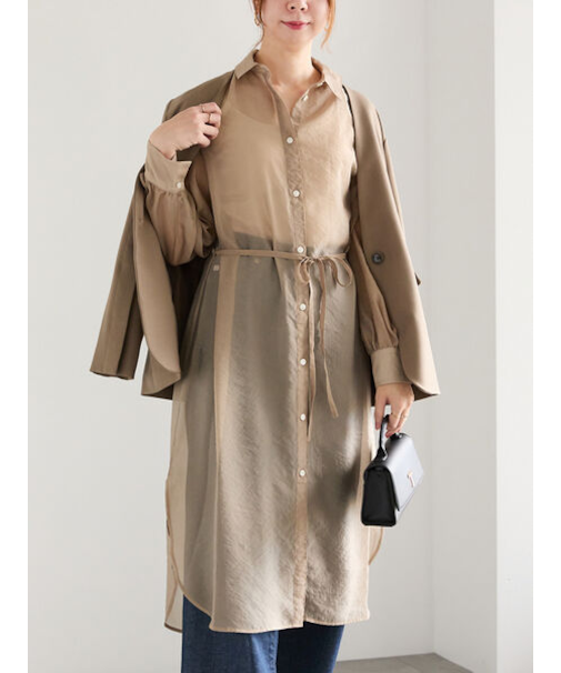 シアーロングレイヤーシャツ