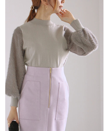 シアーシャギースリーブニットプルオーバー