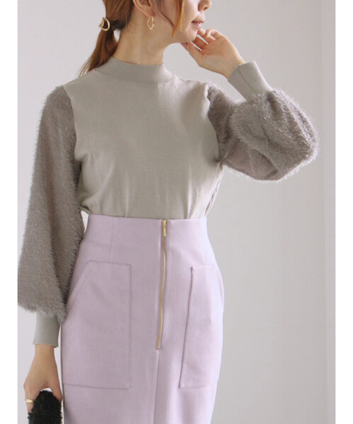 シアーシャギースリーブニットプルオーバー