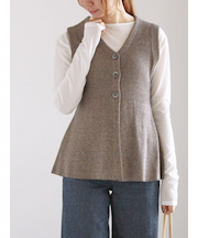 メランジペプラムニットジレ