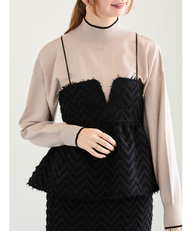 カットジャカードボンディングキャミソール(セットアップ可)