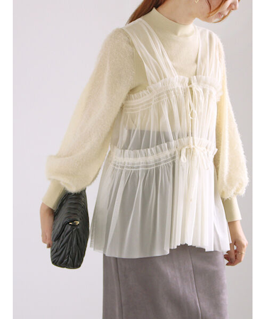 前後2WAYチュールレイヤードベスト