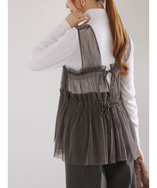 前後2WAYチュールレイヤードベスト