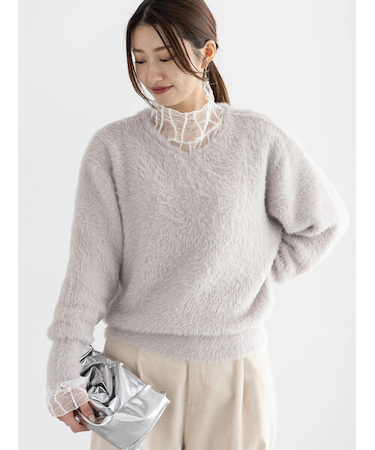 シャギーVネックプルオーバー