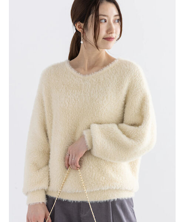 シャギーVネックプルオーバー