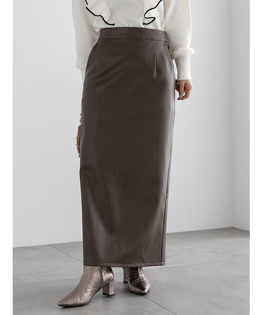 エコレザーロングナロースカート