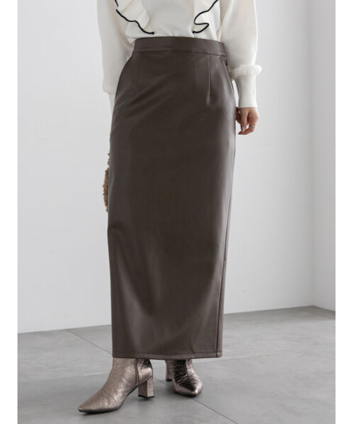 エコレザーロングナロースカート